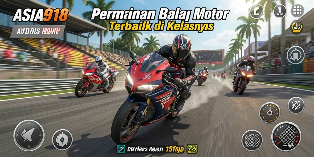 Screenshot gameplay ASIA918 menampilkan aksi balap motor yang intens.