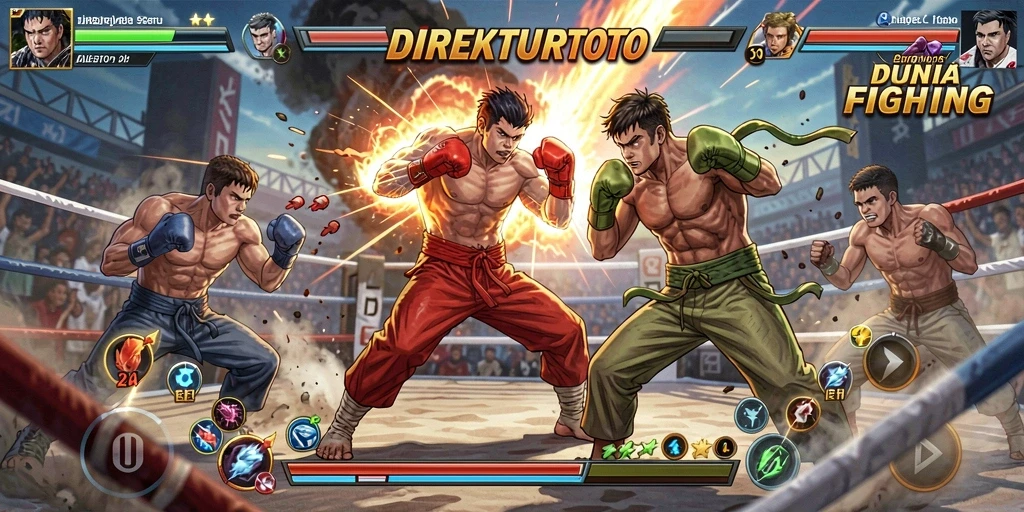 Tampilan gameplay pertarungan seru di DIREKTURTOTO.
