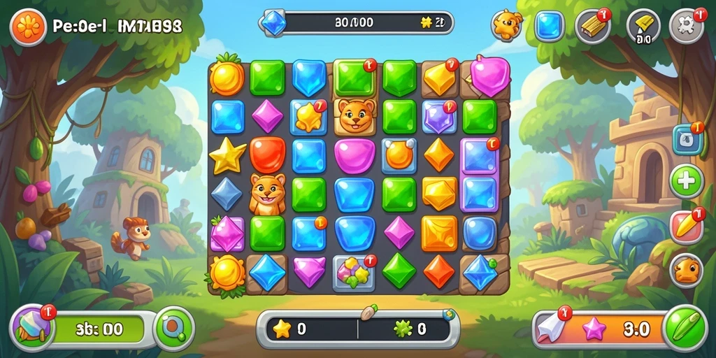 Tampilan gameplay H03 yang penuh warna dan seru dalam permainan Match-3.