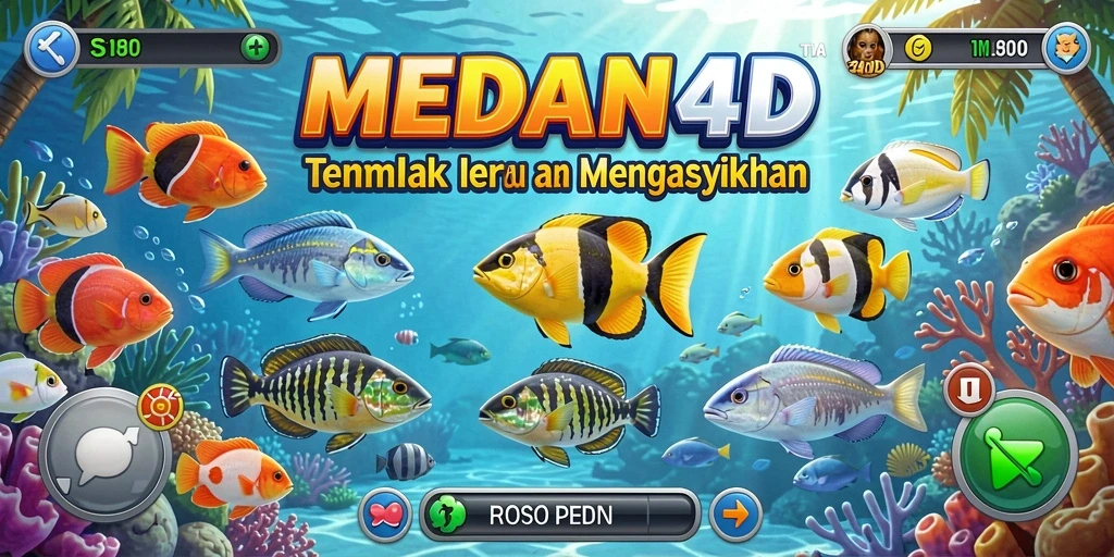 Tampilan gameplay MEDAN4D yang seru dengan berbagai ikan menarik.