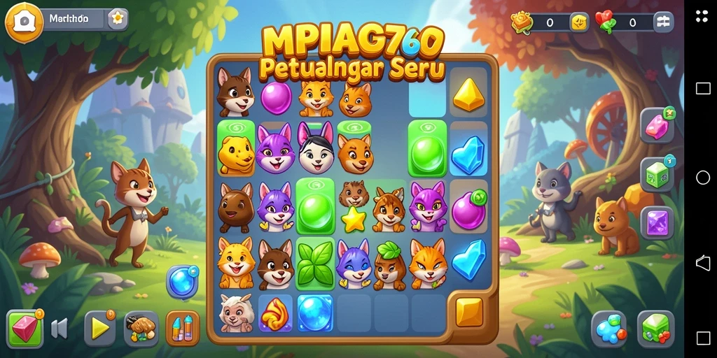 Tampilan menarik dari gameplay seru game Match-3 MPO76.