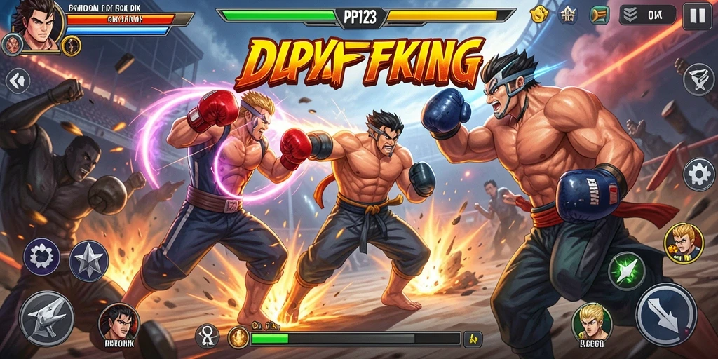 Tampilan menarik dari gameplay PP123 saat pertarungan berlangsung.