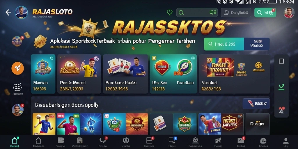 Tampilan utama aplikasi RAJASLOTO dengan pilihan taruhan menarik.