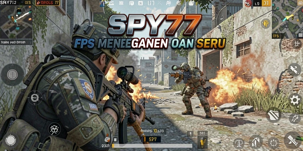 Tampilan gameplay SPY77 menampilkan aksi tembak-menembak yang mendebarkan.